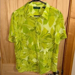 Lemon Grass Women's Lime Floral Blouse